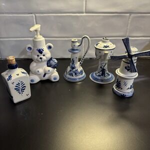 Vintage‎ Delft & Blue & White Miniatures Mixed Lot of 5 Porcelain